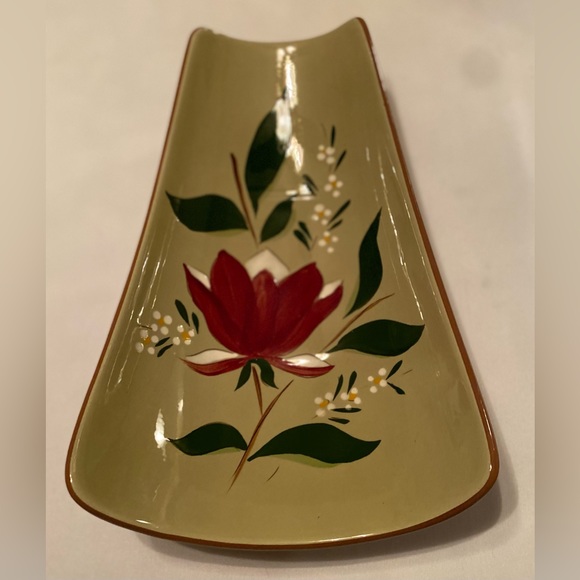 Stangl Pottery 'Magnolia' Footed Relish Tray Curved Dish Mid Century Modern - Picture 2 of 7